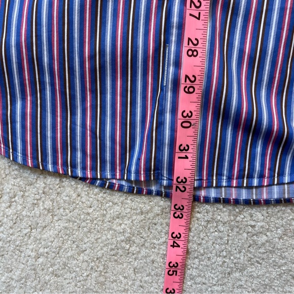 Peter Millar Button Shirt Mens Medium Blue Pink Stripes Business Career Casual - Picture 10 of 11